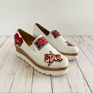 Pazzle White Denim Oxford Platform Shoes Size 8.5